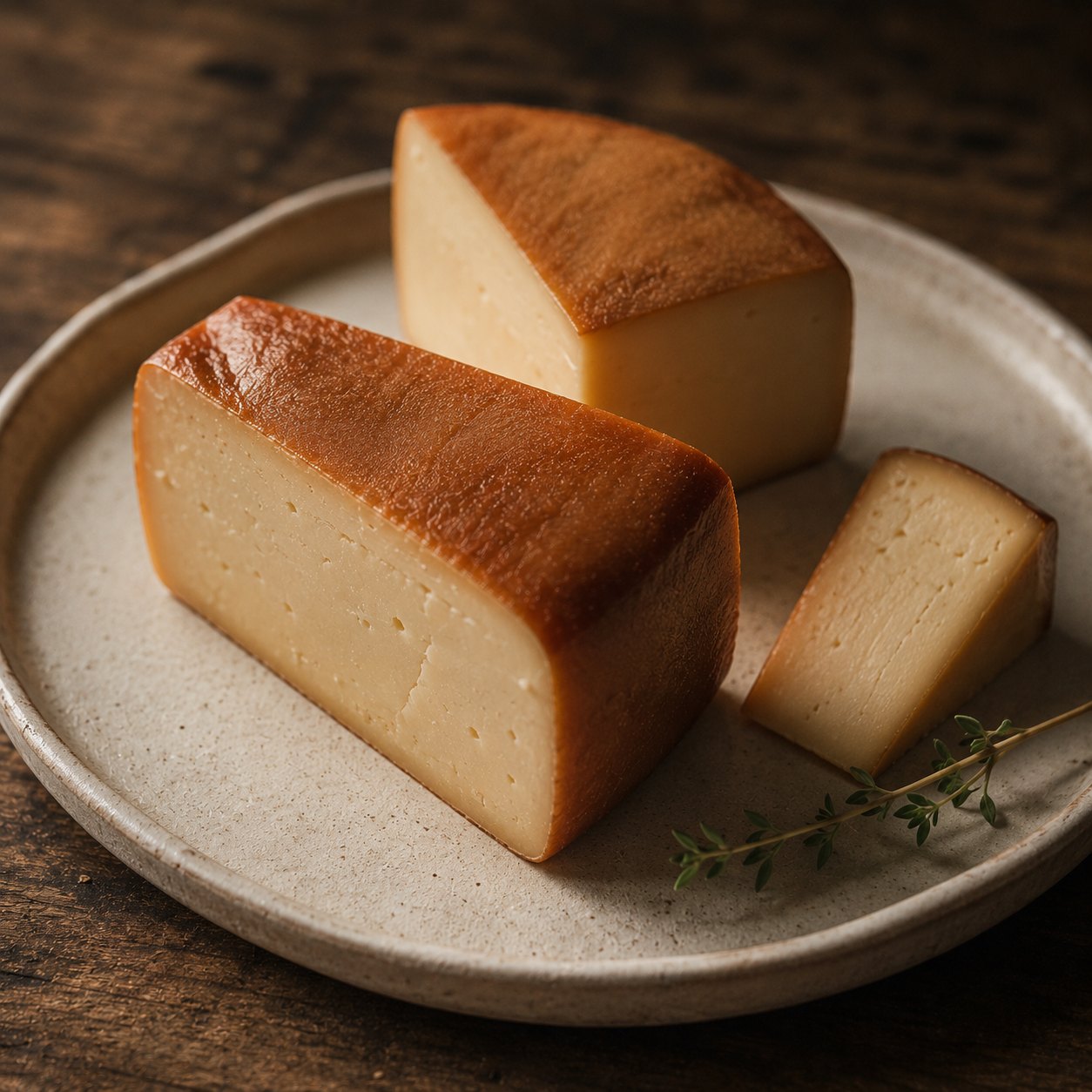 飴色の薄膜をまとった燻製チーズ